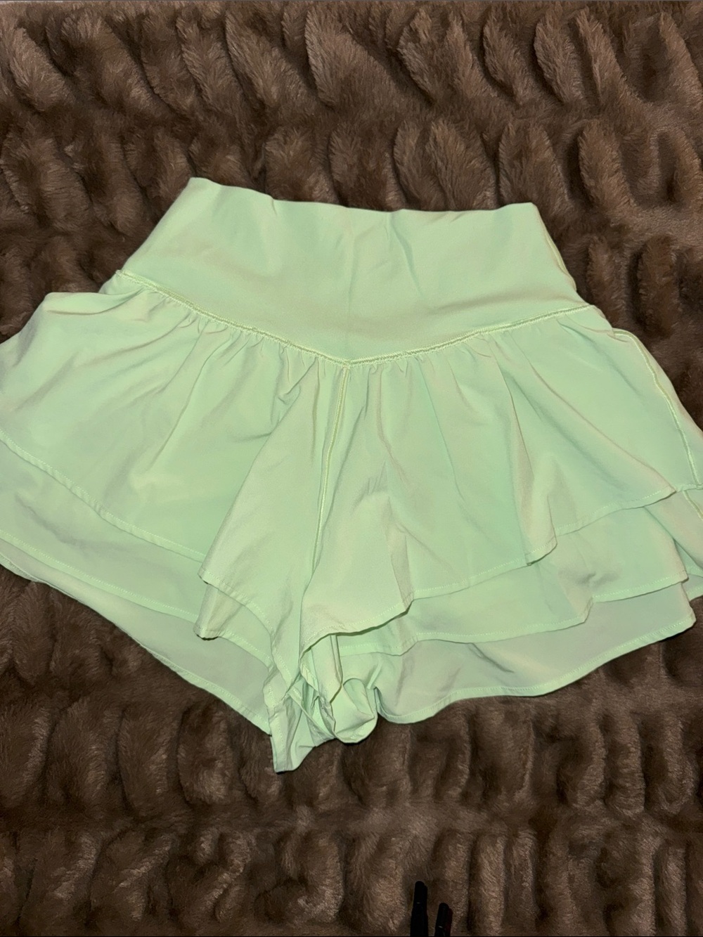 aerie Light Mint Green High-Waist Flared Athletic Skort Shorts